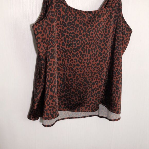 Ava Viv Cami Tank Womens 4X Black Satin Leopard Animal Print Top Adjustable New - Picture 8 of 13
